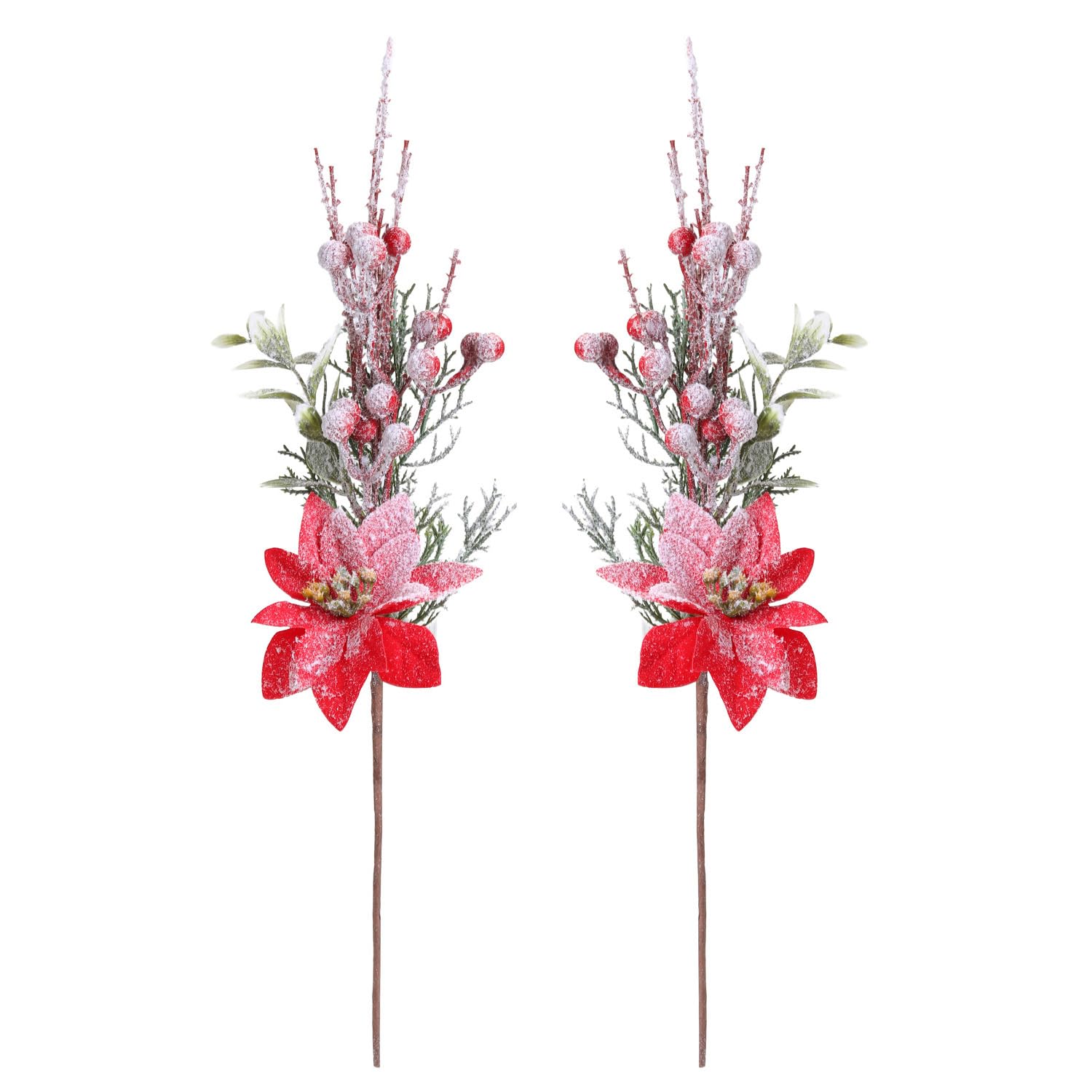 Poinsettia artificiel de Noël rouge 51cm pour centre de table de fête chic