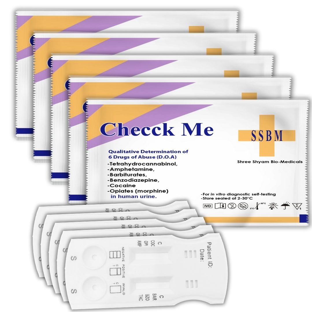 ChecckMe DOA 6 Panel Urine Drug Test Kit - Combo Pack of 5 Test Cassettes