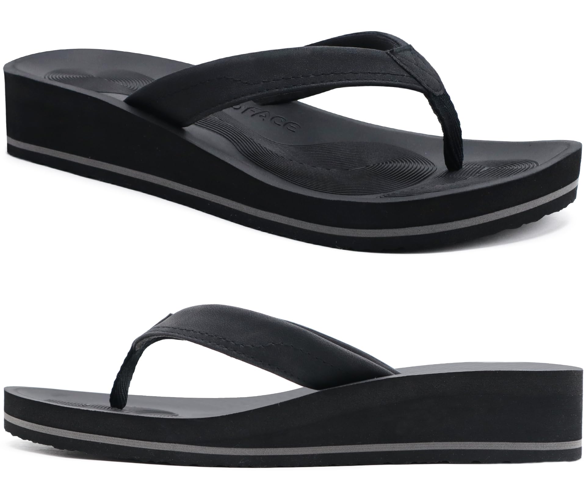COFACE Infradito Donna Eleganti Sandali in Pelle Moda Infradito con Zeppa Alta per Estate Mare Spiaggia e Piscina