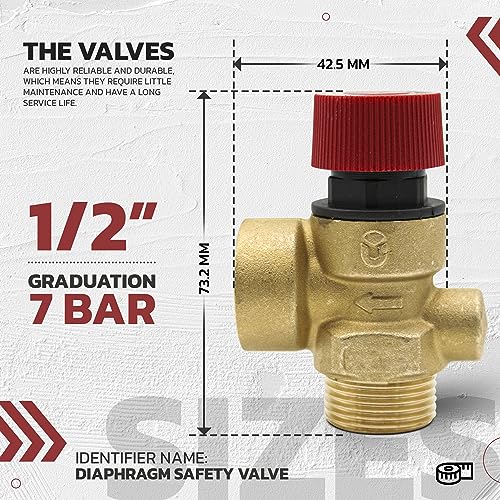 Miniatura 7 de Doja Barcelona Válvula De Seguridad Para Caldera Con Rosca 1 Unidad 1 2 Pulgadas 7 Bar Válvula De Seguridad Para Calefacción Válvula De Presión De Agua Reductor De Presión Para Calderas De