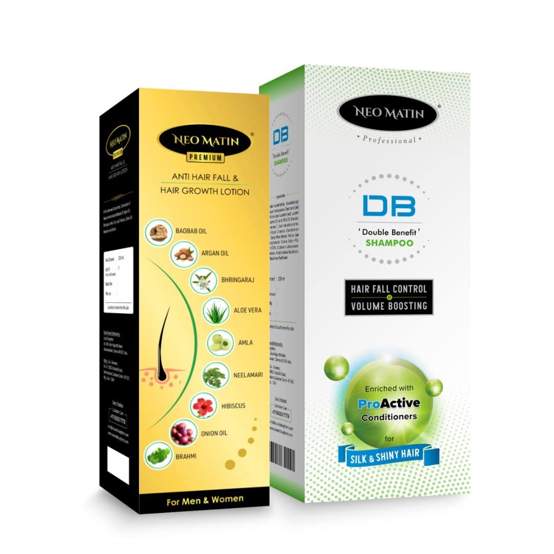 Neomatin | Premium anti Hair Fall & Hair Growth Lotion (200ml) + DB Double Benifit Shampoo (250ml)