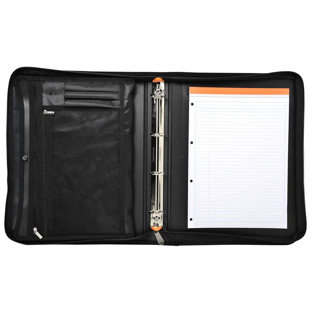 Exacompta 55634E Teczka konferencyjna Exafolder z zamkiem błyskawicznym i uchwytem, czarny organizer z wymiennym blokiem, wymiary 36cm x 27cm, 1 sztuka kolor czarny