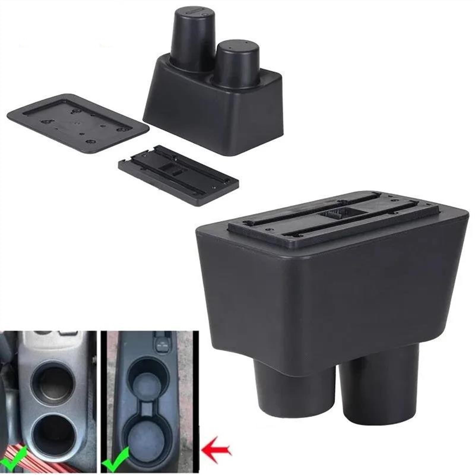 Parti Di Modifica Dell'auto Accessori Portabicchieri Telescopici Portaoggetti Interni Per Braccioli Per Almera Per Versa Per Latio Consolle centrale(F All Black No USB)