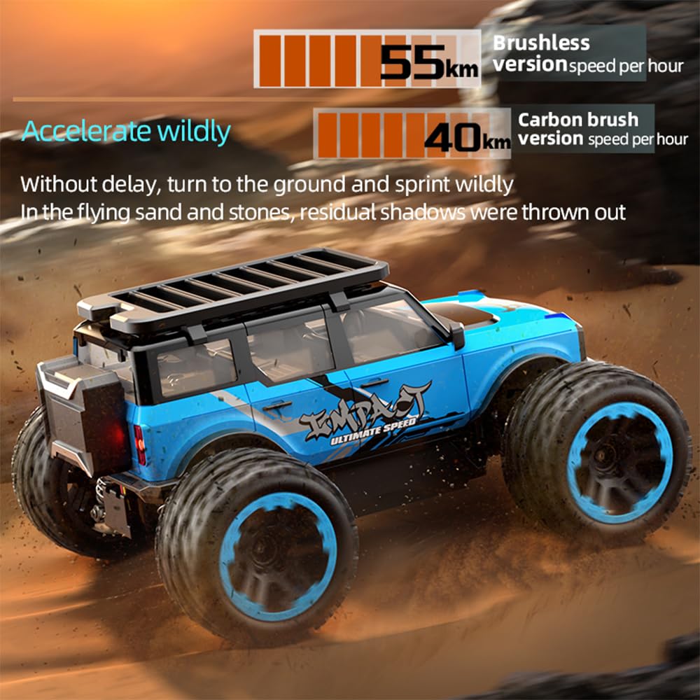 Zdalnie sterowany samochód dla dorosłych 60 km/h, z torbą do przenoszenia, 1/20 Race Buggy 4WD, bezszczotkowy silnik RC, wysoka prędkość, samochód wyścigowy, offroad drift, 3 baterie (niebieski