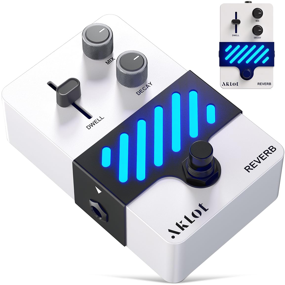 AKLOT Reverb Electric Guitar Pedal: From Subtle Room Ambience to Expansive Hall &amp; Shimmer Tails, Dynamic Touch-Responsive Decay, Mix &amp; Decay Controls, Mini Guitar Pedal with True Bypass, NEON Halo