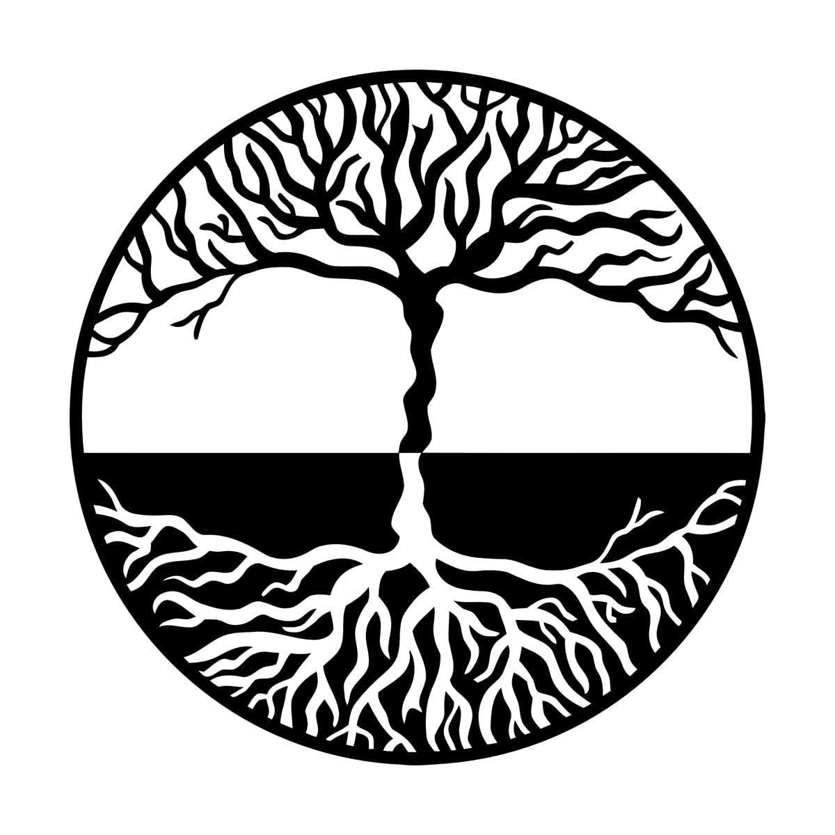 Vinyl Art Sticker Tree of Life Yin Yang Symbol Gothick Style 36x36cm Art Decoration Small Black