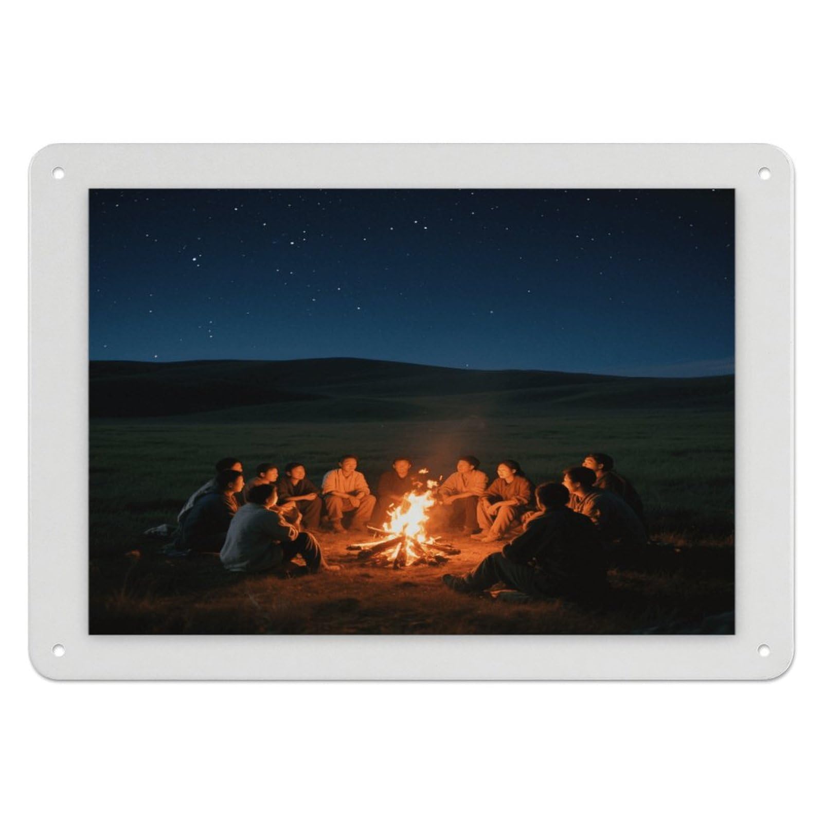 Fekiloot Style Grassland Starry Sky Bonfire Wall Decor Iron Painting Metal Sign