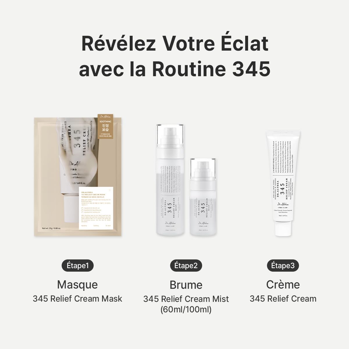 Dr.Althea 345 Relief Cream Mist | Brume Visage Hydratante à l’Extrait de Riz | Soin Apaisant pour Peaux Sensibles | Cosmétique Coréenne Vegan, 100ml