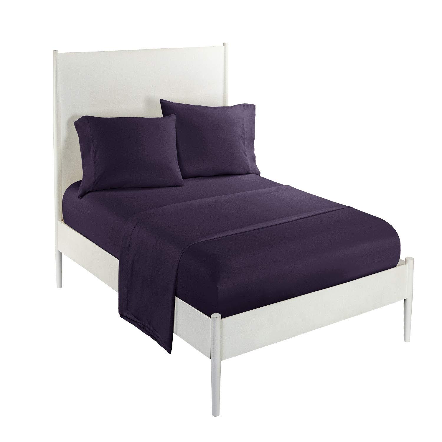 500 TC Microfiber King Bed Sheets Set, 4 Pieces, 41 cm Deep Pockets, Wrinkle Free (Purple)