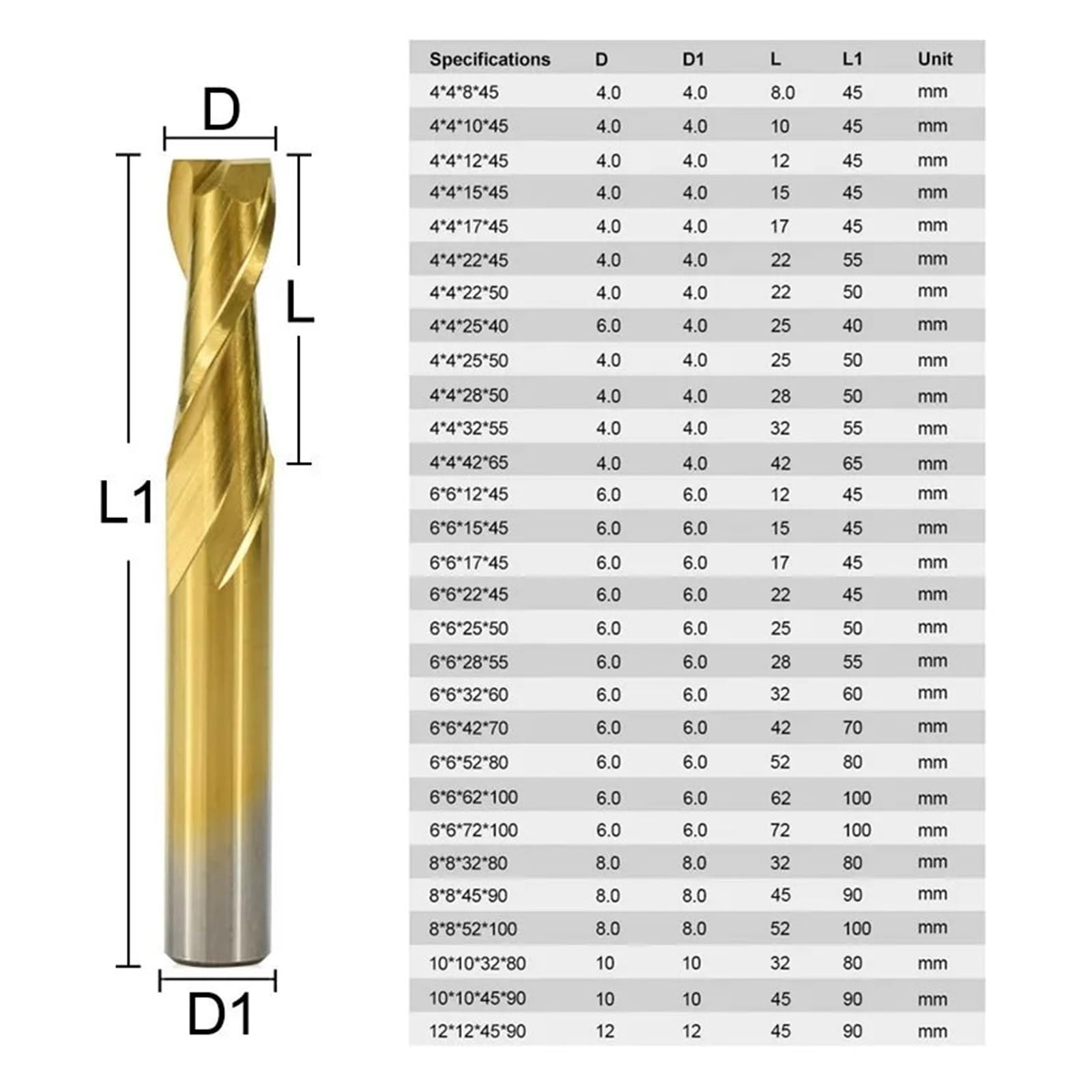 Fresa de 2 flautas, fresa de extremo de carburo de vástago de 6 mm