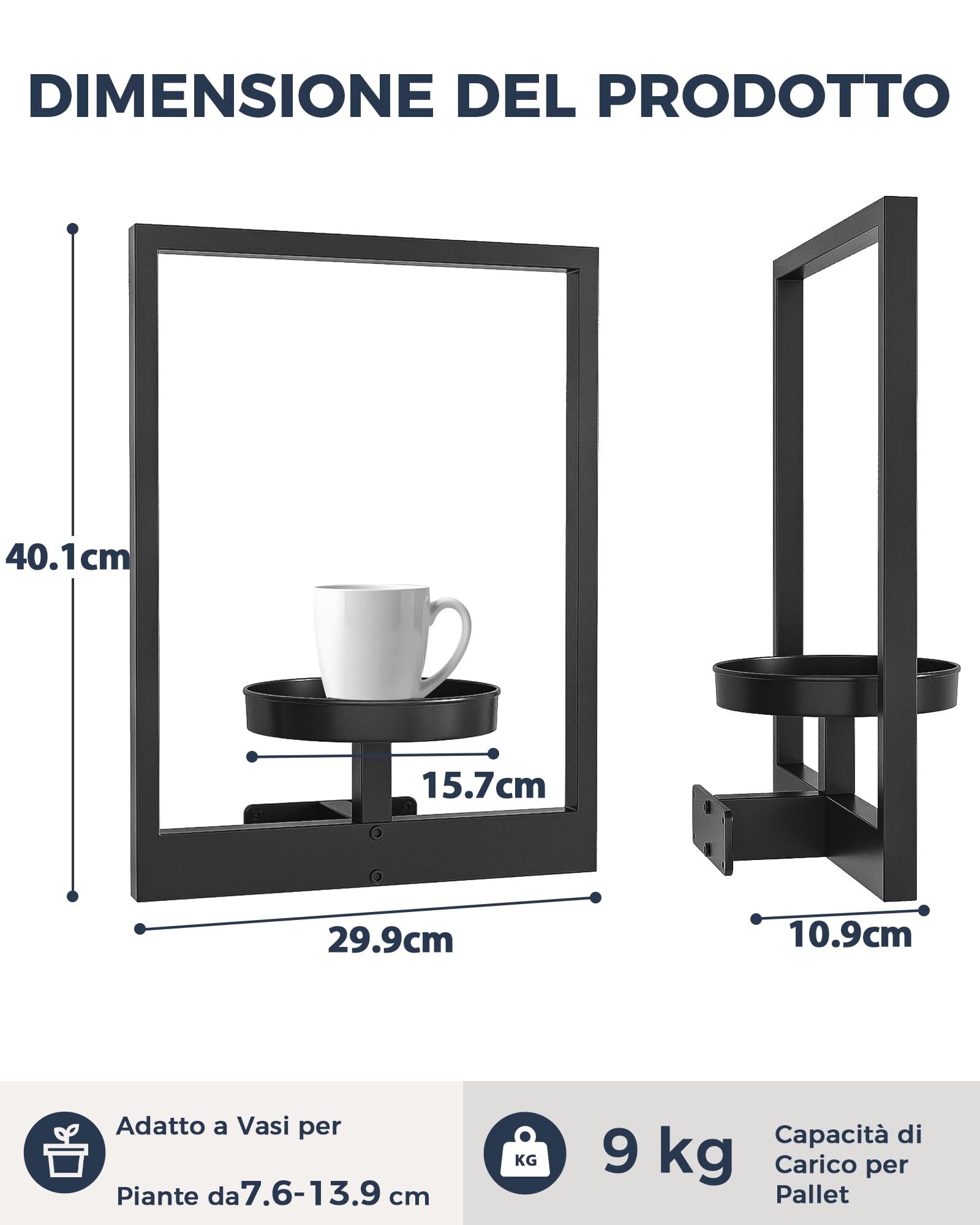 Bamworld Porta Piante da Interno ed Esterno a 4 Ripiani Nero– Fioriera in Legno e Metallo, Scaffale Moderno Salvaspazio per Vasi e Piante, Porta Vasi Decorativo per Giardino, Balcone, Soggiorno