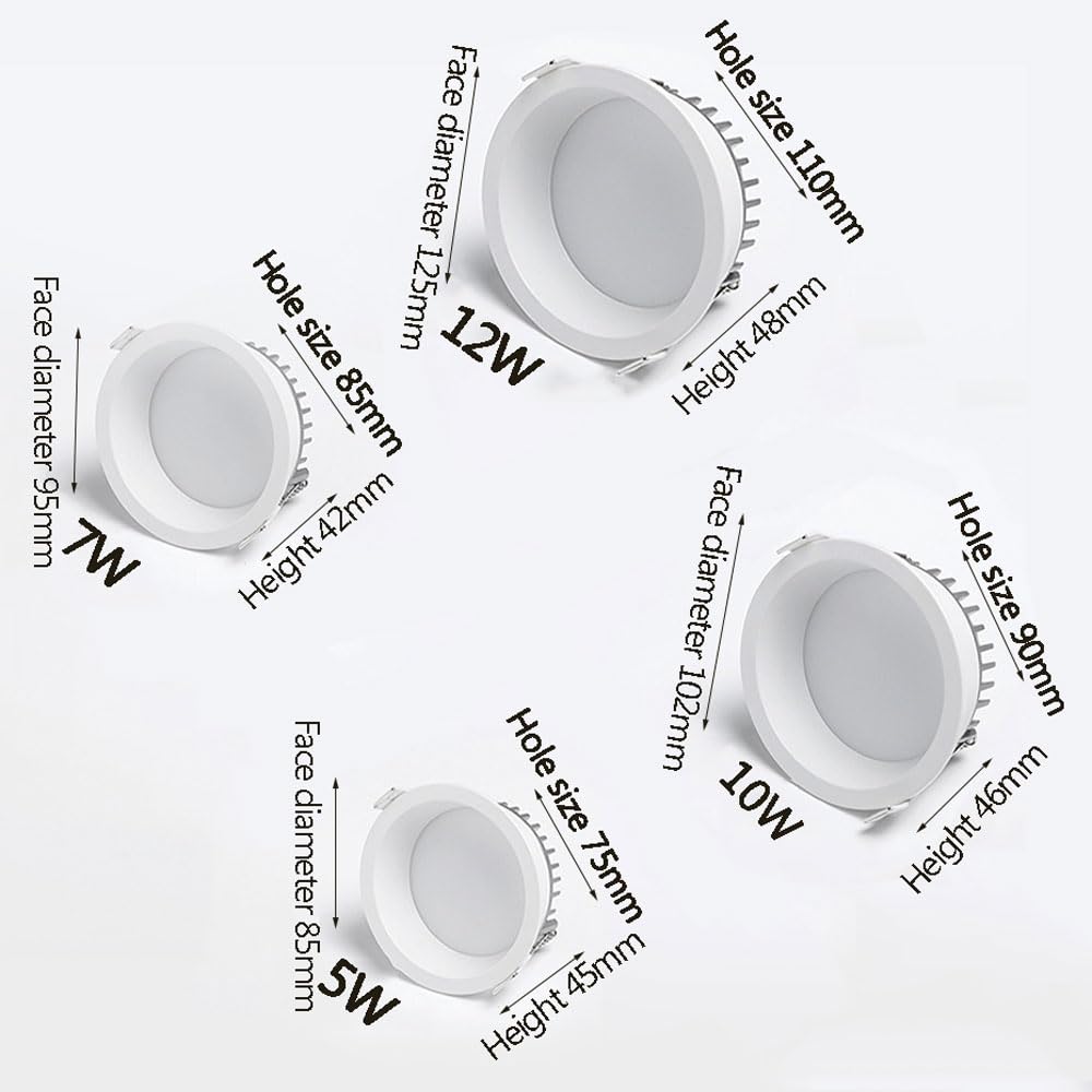 Confezione Da 20 Faretti Led Da Incasso Ultrasottili Da 3,3 Pollici/3,7 Pollici/4 Pollici/4,9 Pollici, 3 Cct, Dimmerabili A 3 Temperature (3000K/4000K/6000K), Con Cornice Bianca Sottile, Da Incasso,