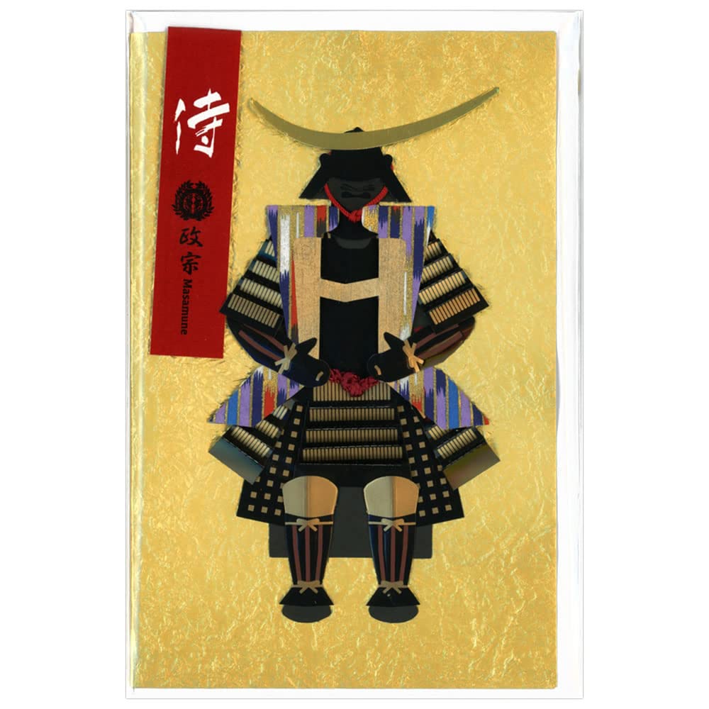 Amazon | 武将 甲冑 侍カード 伊達政宗 F80-01 二つ折り 扇透かし入り