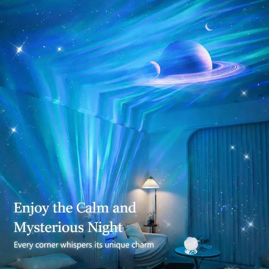 Aurora Light Projector with Bluetooth Speaker, Galaxy Projector for Bedroom, 8 Single Light Effects & 5 Star + Aurora Projections, Remote Control, White Noise, Night Light for Kids Adults