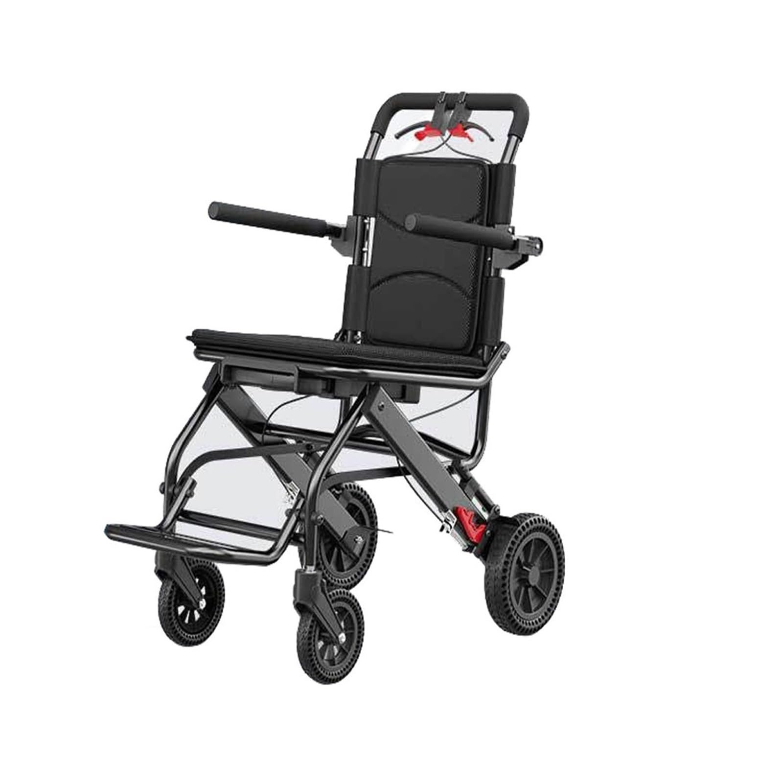 Leichter faltbarer Reise-Rollstuhl für Senioren & Flugreisen - Nur 10kg, 270° drehbare Armlehnen, ergonomischer Sitz & Gefälle-Bremse