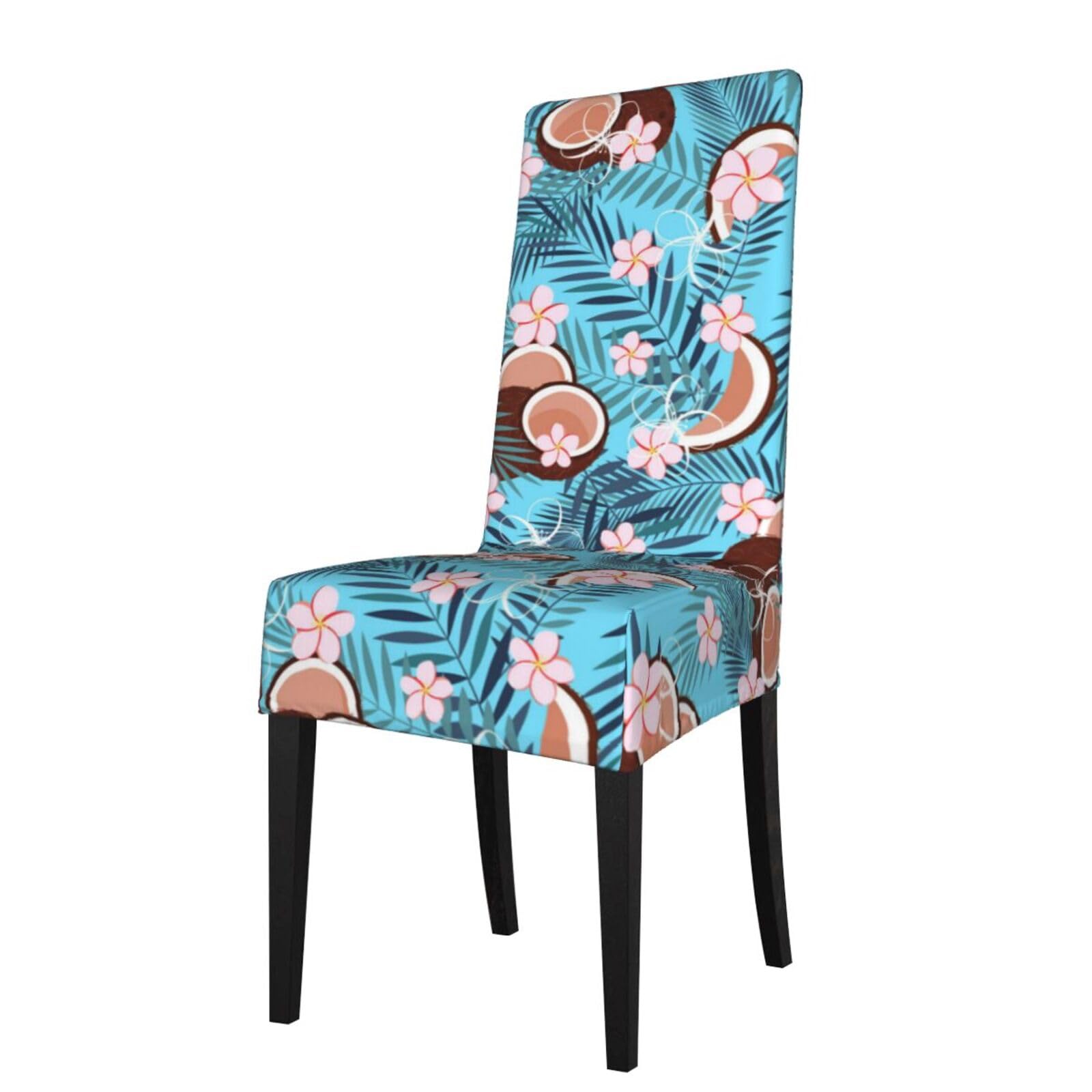 LKYMOH Tropical Coconut On Blue, Chair Covers Stretch Chair Slipcovers for Dining Room, for Party Pet Protection Universal Fit Soft Polyester