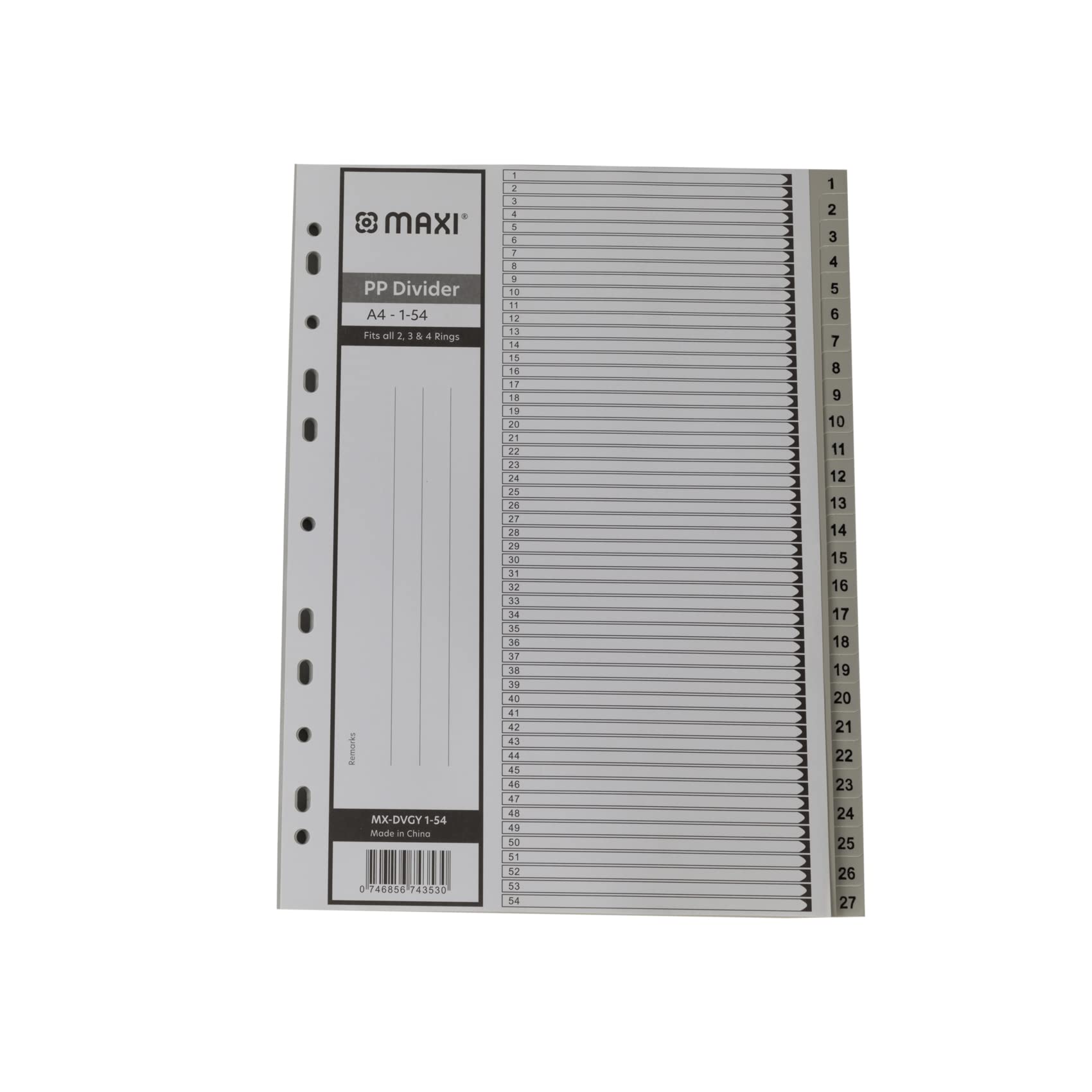 Maxi 1-54 Part Grey Polypropylene Divider