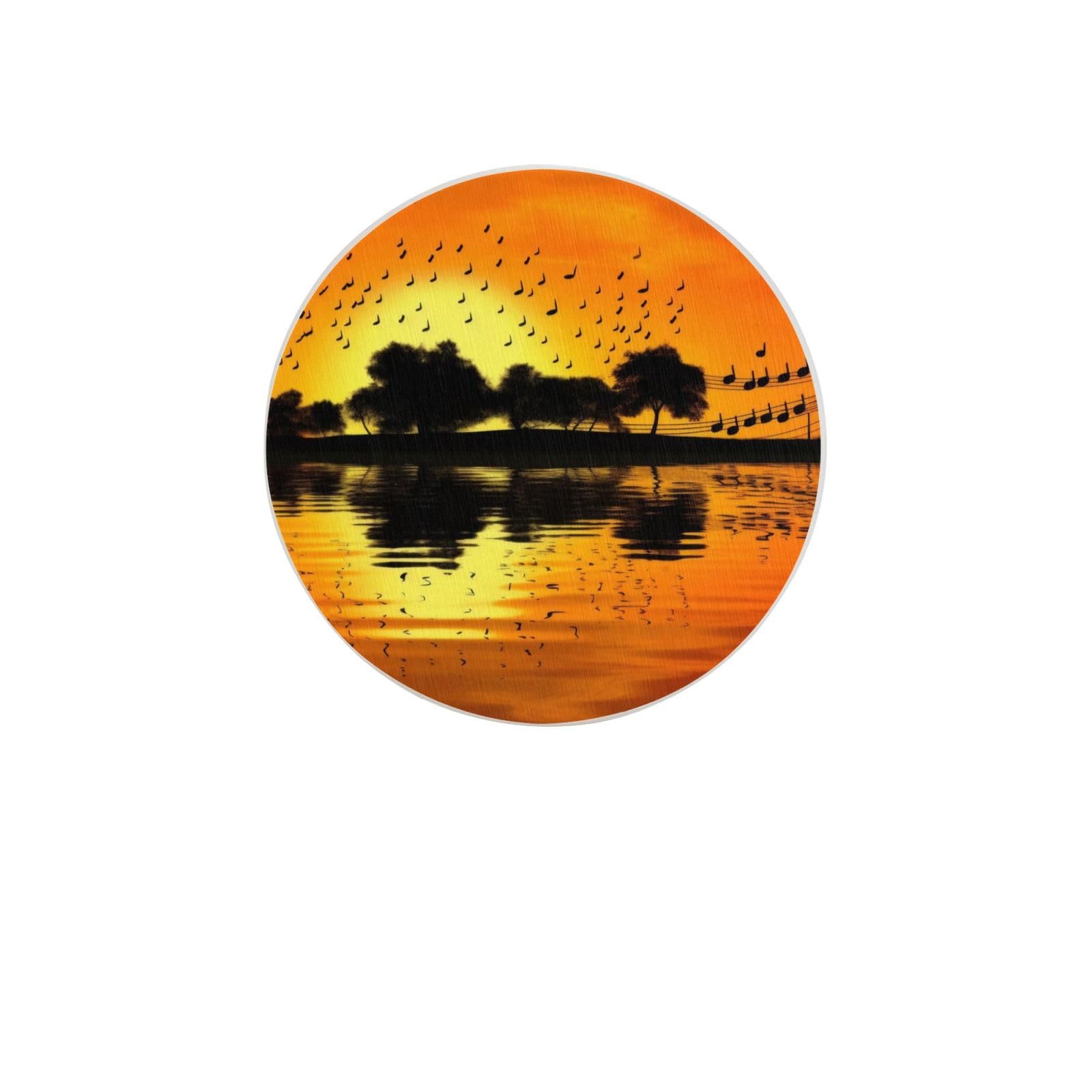 Lake Guitar Reflection Absorbent Drink Coasters Diatomaceous Round Coaster 4 Inch Reusable Cup Coasters Set 4pc