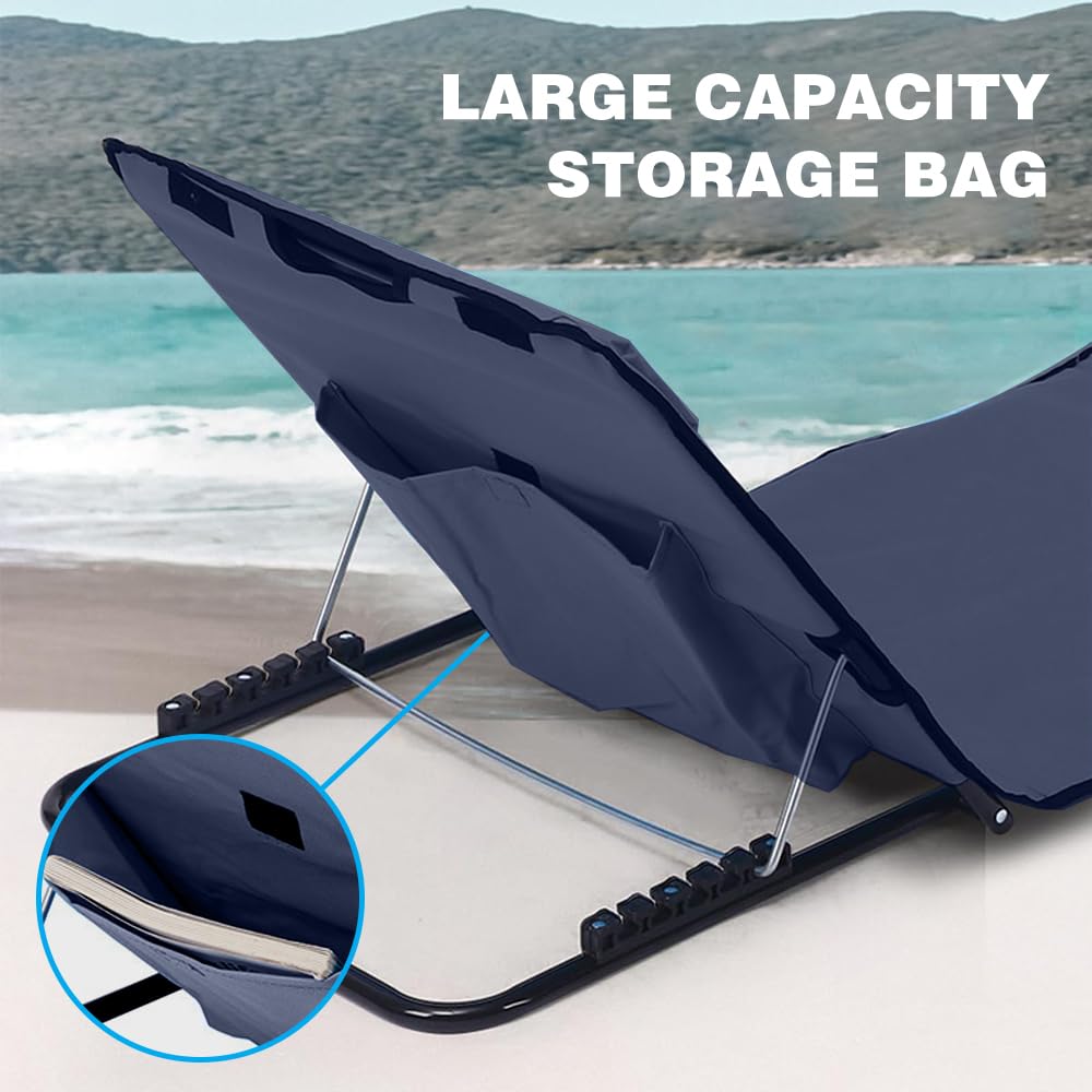 Strandmatte Mit Rückenlehne Verstellbar,Tragbare Liege Strand Mit Tragetasche,Liege Mit Rückenlehne Faltbare,Strandliege Klappbar,Sonnenmatte,Sitzliege,Sonnenliege