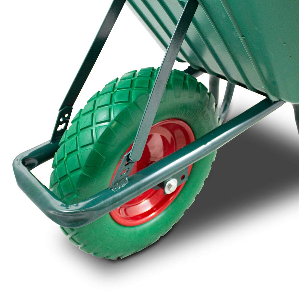 BITUXX Schubkarre 100L Schubkarren Scheibtruhe Schiebkarre Bauschubkarre mit PVC Wanne und PU Rad bis 250kg (Schubkarre mit PVC Mulde und PU Rad Grün)