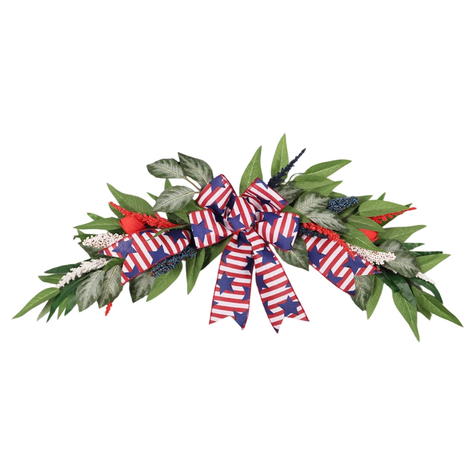 ZEPFJHE Patriotic Festival Wreath Decoration with Realistic Flower and Leaves for Door Mantel Independence Day Party Decoration Recyclable Holiday Wreath