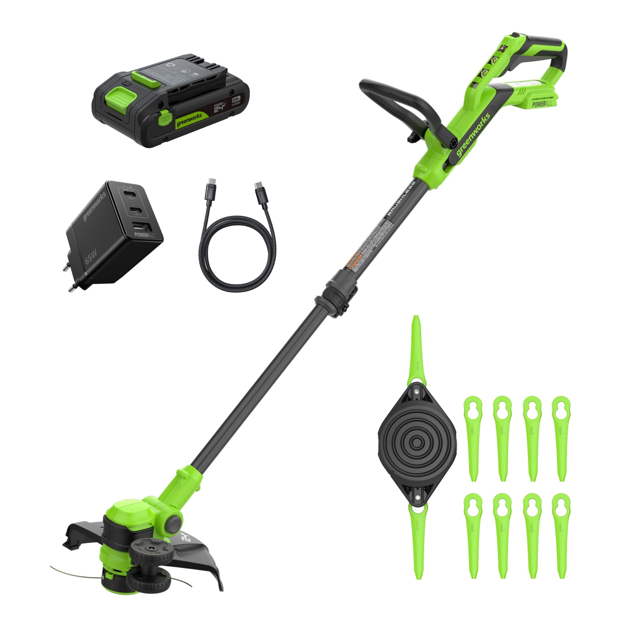 Greenworks 24V Tondeuse à Gazon sans Balai Gen2 2-en-1, Largeur de Coupe 30 cm, Batterie 2,0 Ah