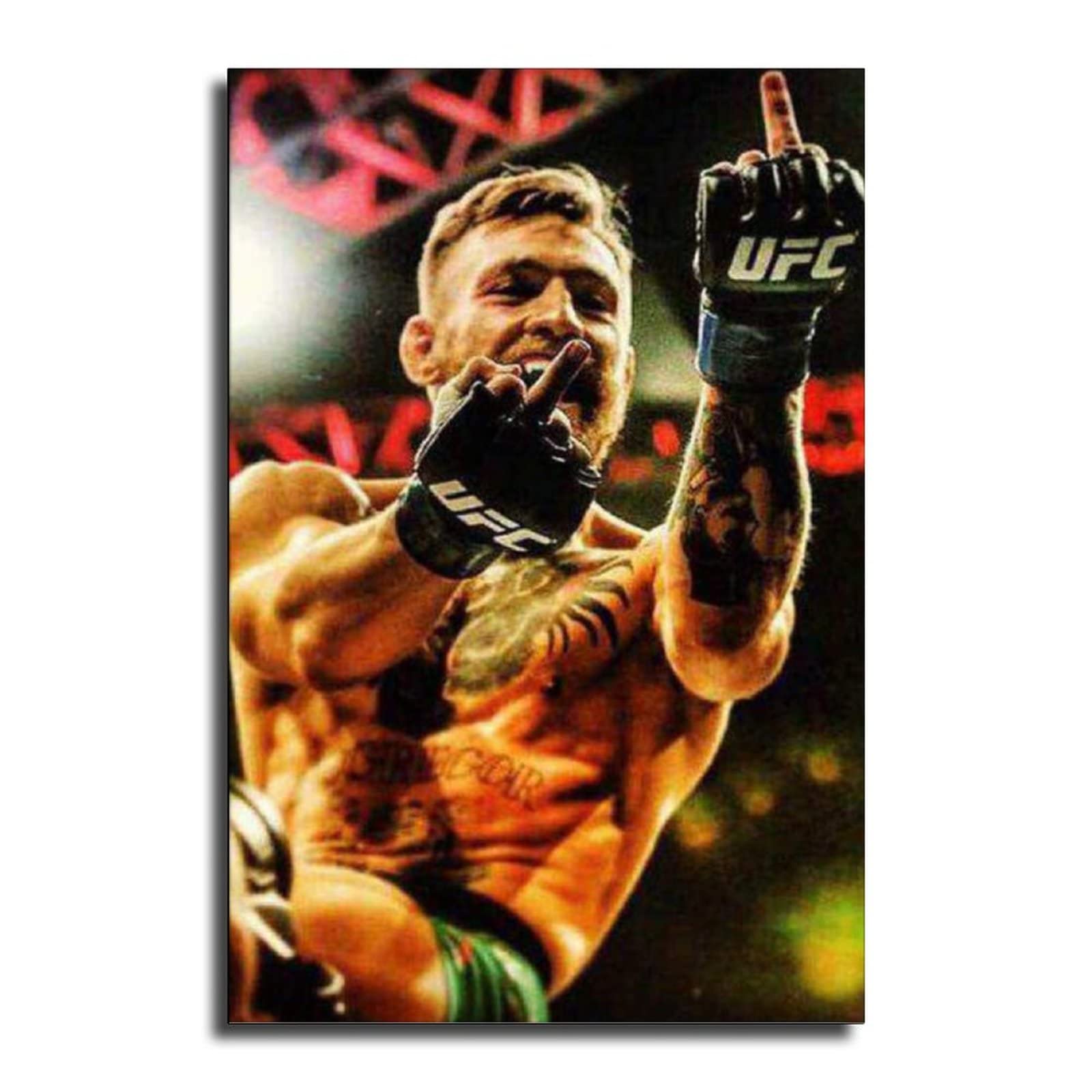 IFUNEW Connor McGregor Middle Finger Canvas Art Poster and Wall Art Picture Print Modern Family bedroom Decor Posters 16x24inch(40x60cm)