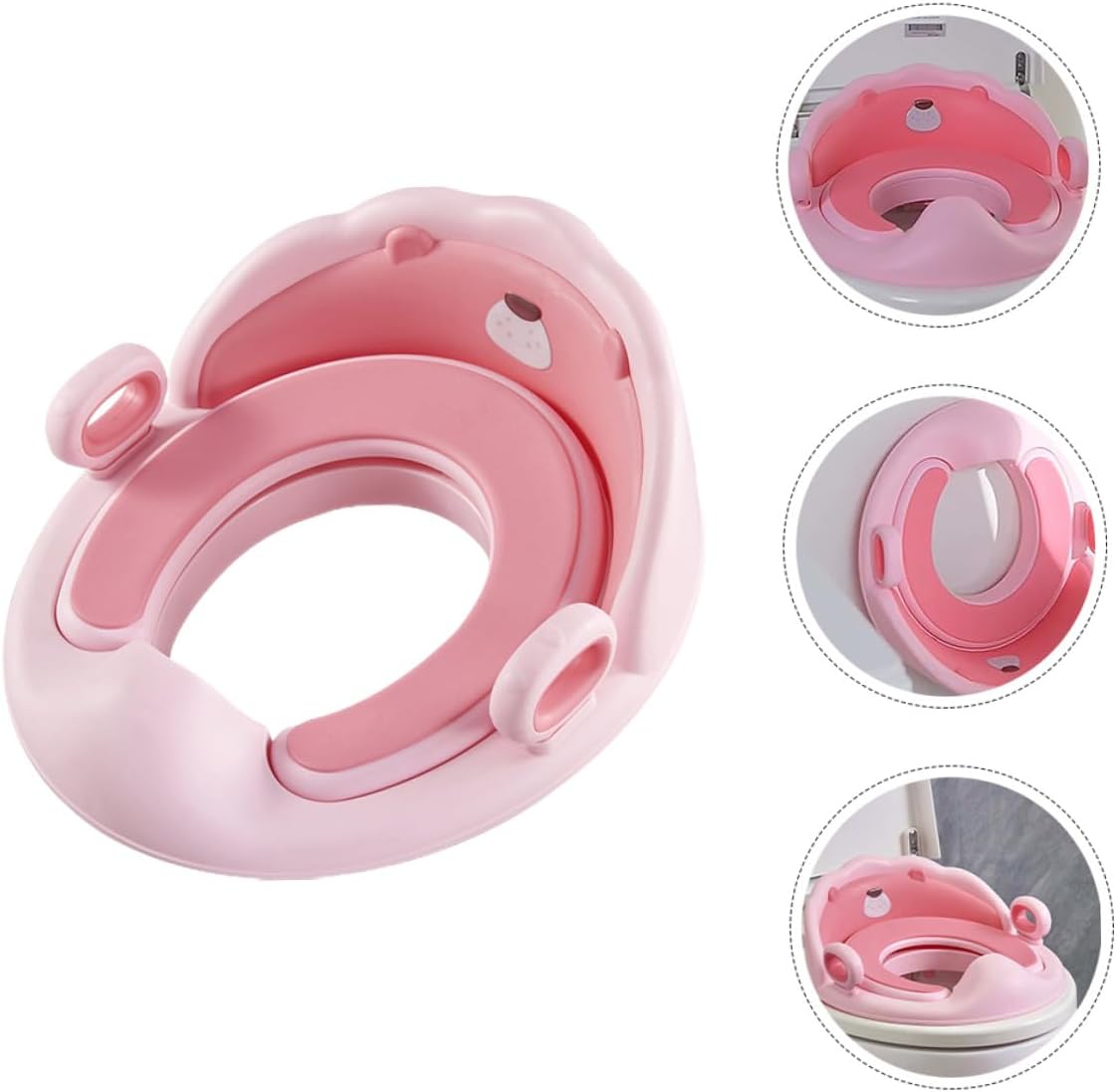 LABRIMP Portable Potty Seat with Soft Tpe Cushion Lion Design in Cherry Blossom Pink Non-slip Base and Removable Ladder for Safe Clean Toilet Training for Boys