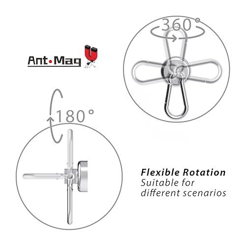 Miniatura 2 de Ant Mag Mosquetón magnético de 50 libras, mosquetón magnético de neodimio resistente con mosquetón giratorio, gancho a presión para interiores y