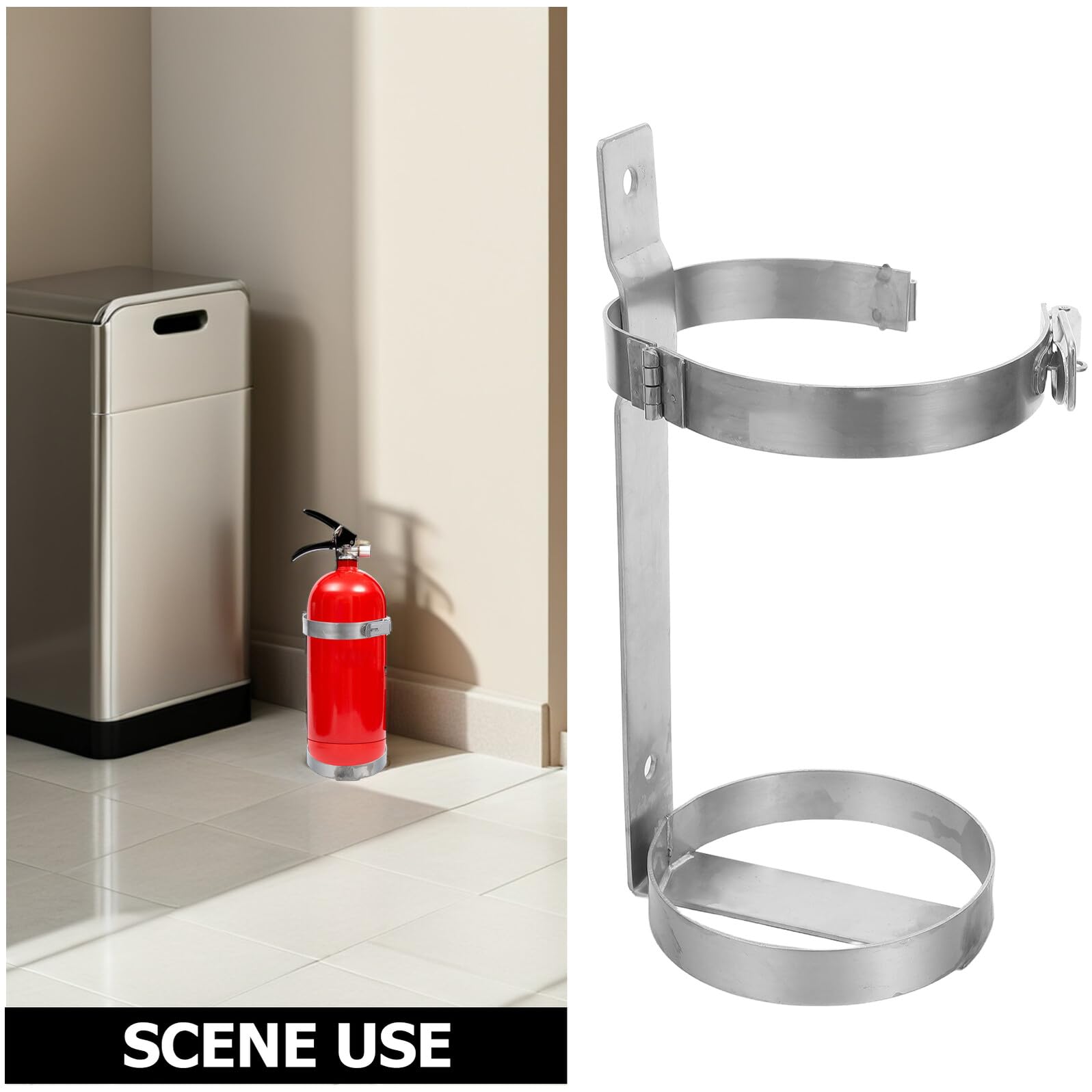 BETOOKY Supporto per Estintore in Acciaio Inox 3 Kg Fermaglio di Serraggio, Porta Estintore Compatto per Casa, Officina, Garage e Veicoli, Staffa Salvaspazio Resistente per Uso Gravoso