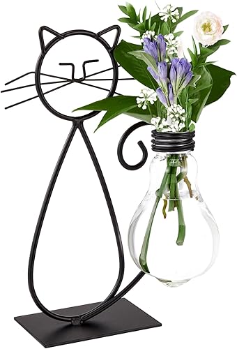 Jarrón hidropónico de escritorio, florero de bombilla con soporte, estación de propagación de plantas moderna, florero de bombilla para decoración