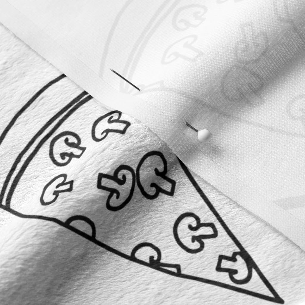 Spoonflower Fabric - Pizza Party Black White Shapes 90S Kids Triangles Food Triangle Printed on Minky Fabric by The Yard - Sewing Baby Blankets Quilt Backing Plush