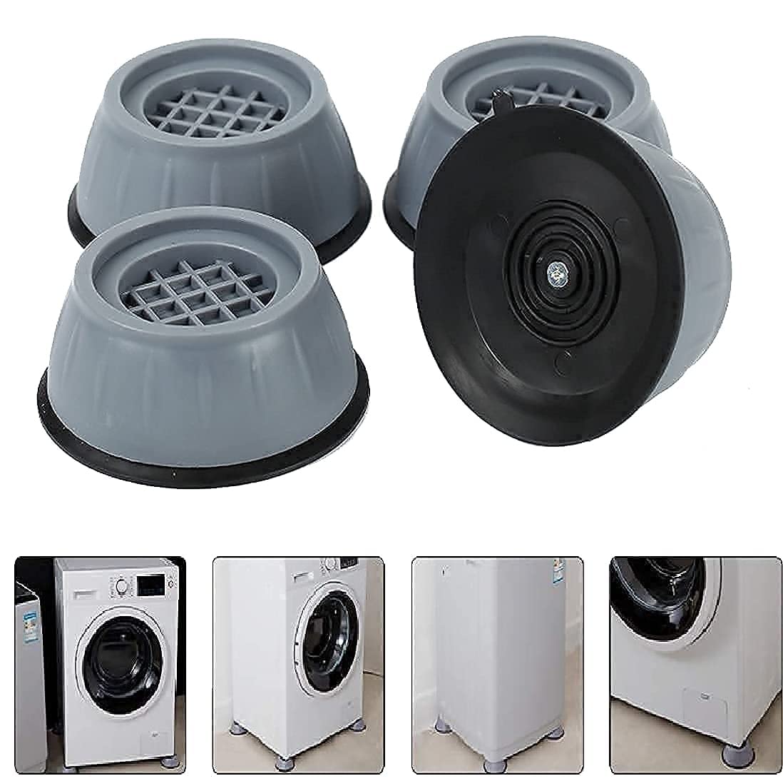 DEBINS Rubber Pack Of 4 Washer Dryer Anti Vibration Pads With Suction Cup Feet, Fridge Washing Machine Leveling Feet Anti Walk Pads Shock Absorber Furniture Lifting Base (4 Piece) (B0BH2QWXX4) Amazon Price History, Amazon Price Tracker