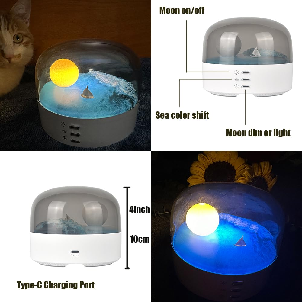 Amazon.co.jp : ANJOGIFT エレガント 月 海 雪山 LED ナイトライト