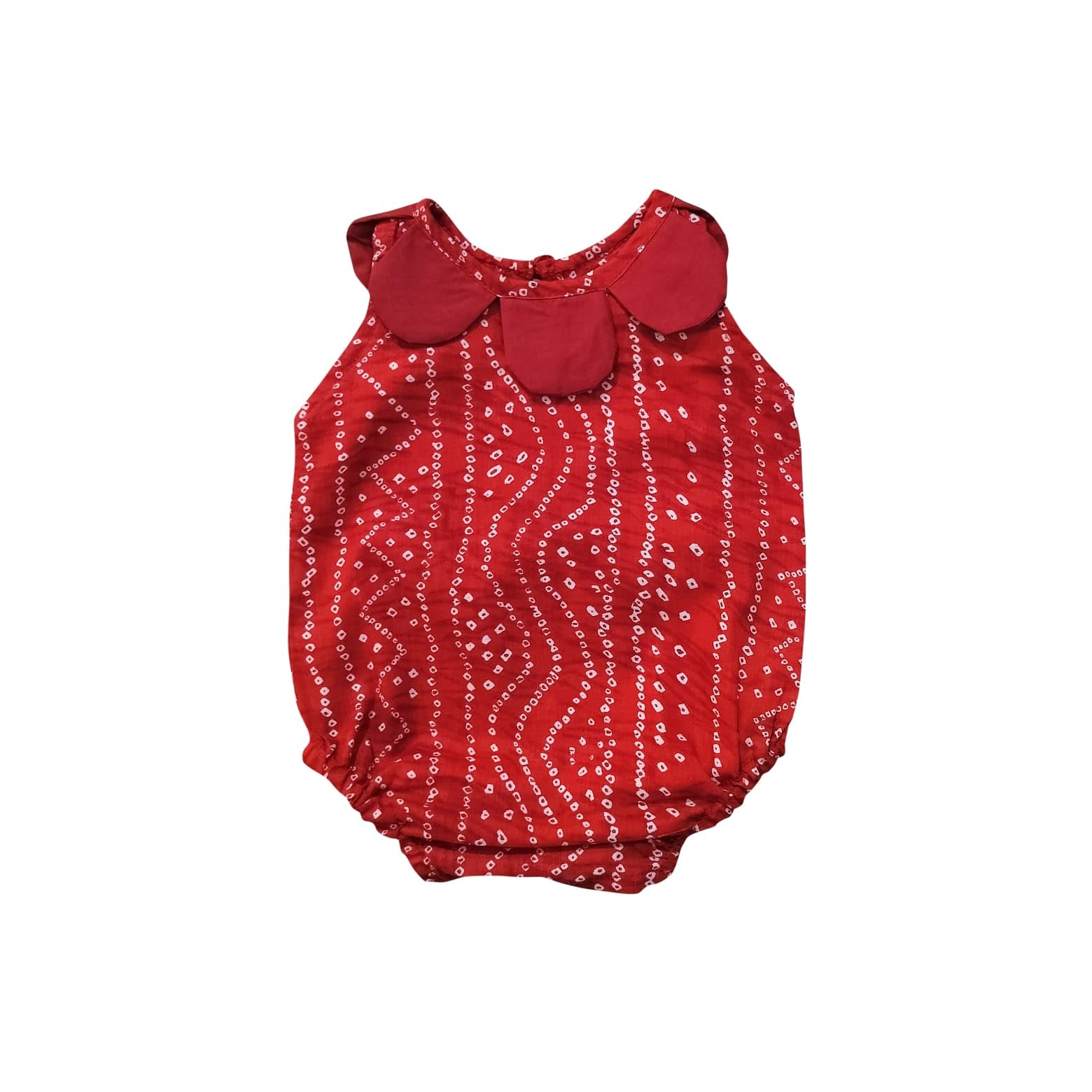 The Root & Craft Kids Birthday Photoshoot Outfit Dress Girls Bandhani Print Romper With Hairband Born Baby Photography Photoshoot Props(0 To 12 Month) Red (0-3 Month) 2