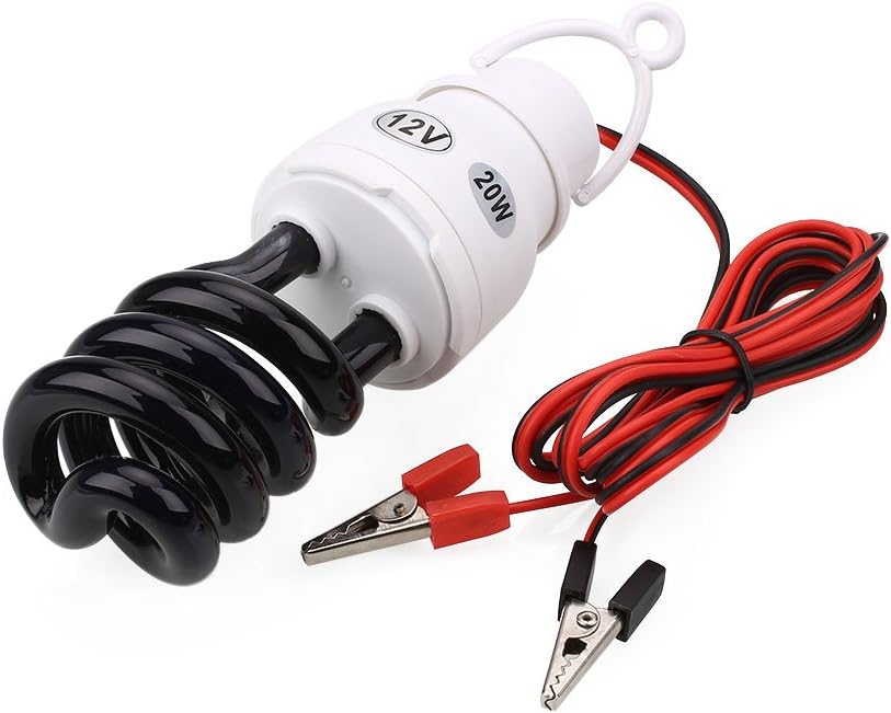 Mingruie DC 12V 20W UV Ultraviolet Fluorescent Blacklight CFL Light Bulb Lamp with Clip