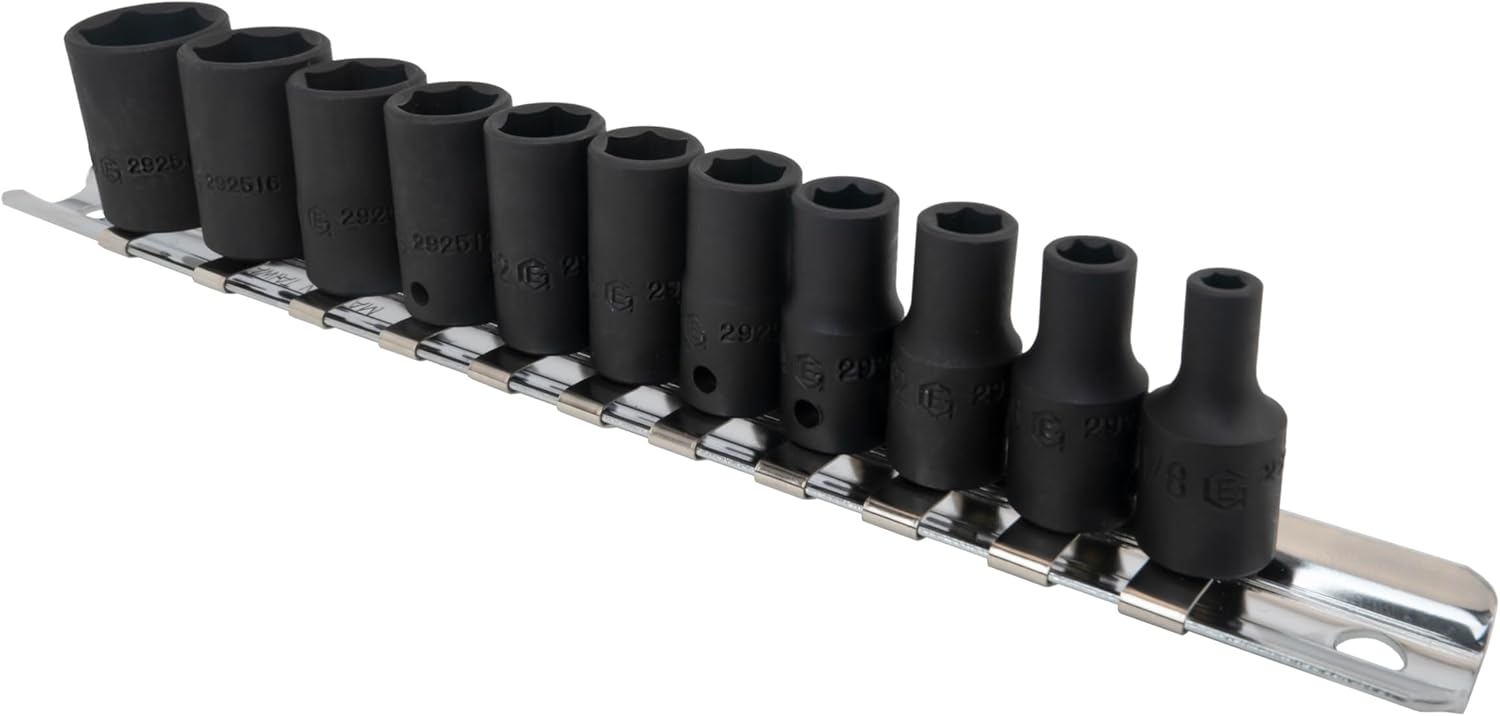 Genius Tools 11Piece 1/4" Dr. SAE Impact Socket Set TF-211S