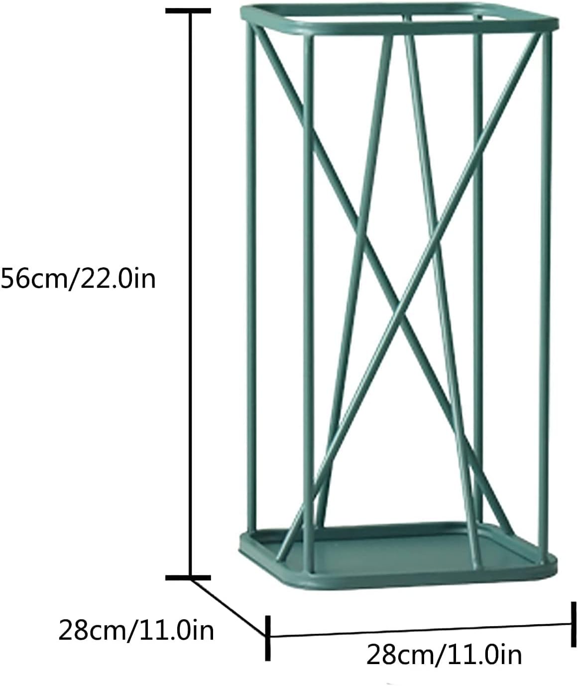 Racks Indoor Iron Umbrella Holder, Space-Saving Hallway Modern for Hotel Offices, Multifunctional Cue Stick Storage Rack, 28x28x56cm (Color : Green)