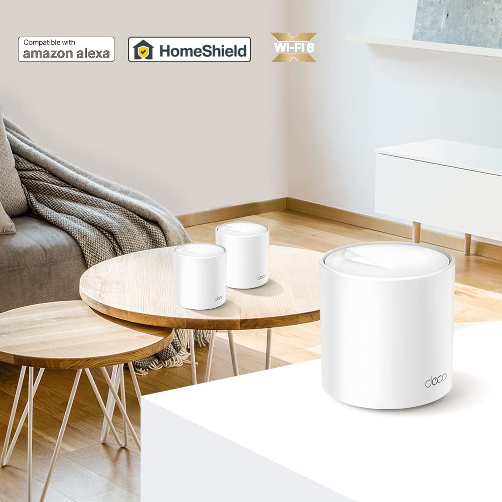 TP-Link Deco X60 Mesh WLAN Set (3 Pack), Wi-Fi 6 AX5400 Dual Band Router & Repeater, 2X Gigabit Ports für Jede Einheit, empfohlen für Häuser mit 4-7 Schlafzimmern, Umfassender Jugendschutz, WPA3