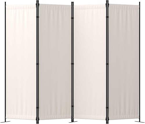 Miniatura 23 de Divisor de habitación, pantalla de privacidad plegable de 4 paneles, separación portátil de 88 pulgadas con 3 pies de metal, divisores de habitación