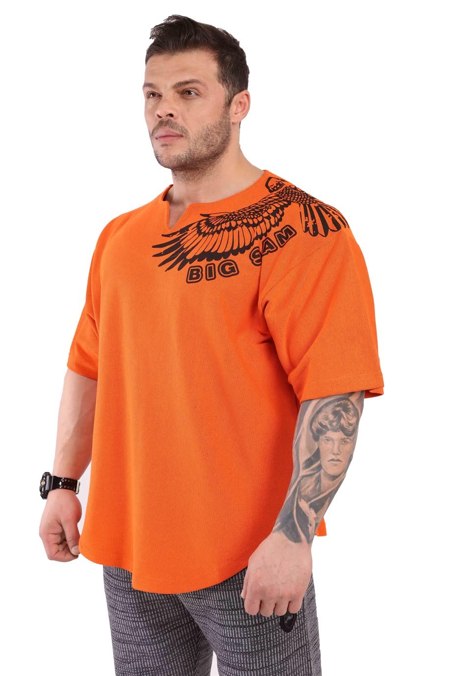 Herren Oversize Active T-Shirts Bodybuilding und Lifting Gym Groß Geschnitten Tops