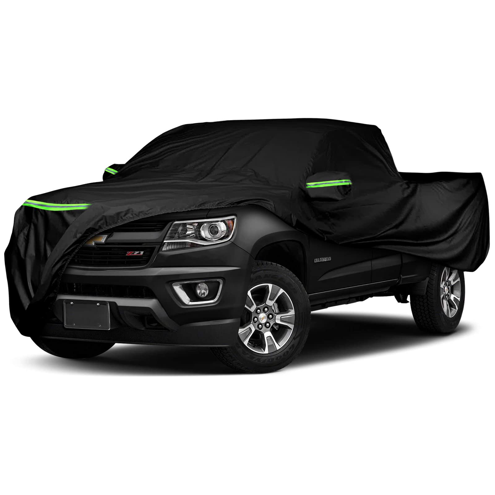 Waterproof Truck Cover Replace for Toyota Tacom/ Ford Ranger Crew Cab 6ft, 6 Layers All Weather Truck Cover with Zipper Door & Windproof Strap for Snow Rain Dust Hail Protection (Crew Cab-6ft)