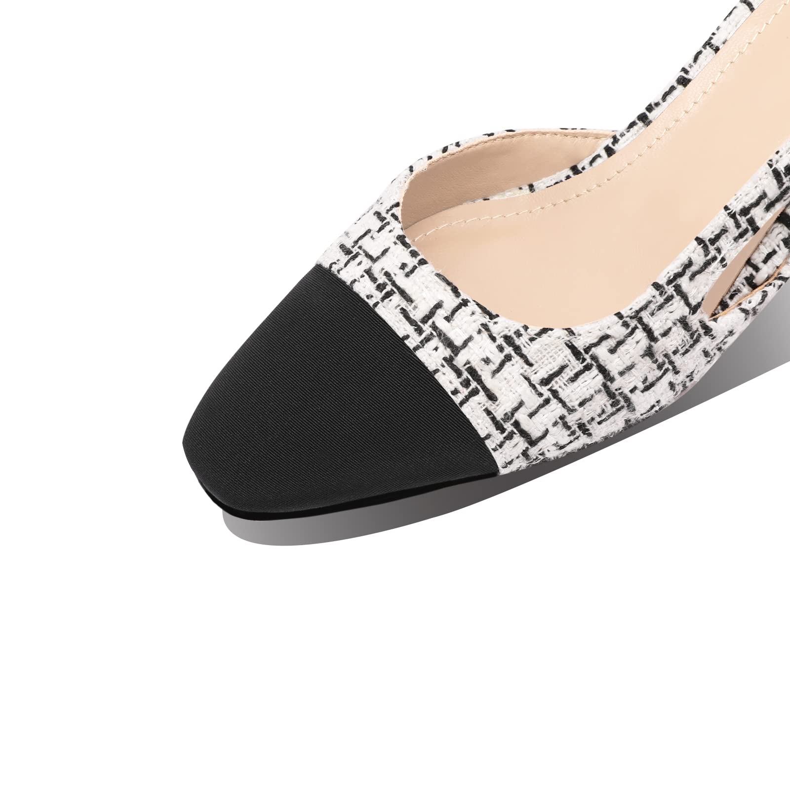 MIRAAZZURRA Women Sling Back Pumps Chunky Heels Sexy Splicing Round Toe Casual Wedding Shoes for Women Fashion Dress Shoes