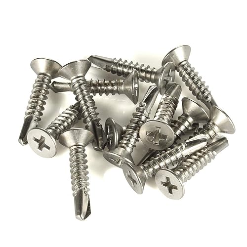 Miniatura 8 de Tornillos autoperforantes Phillips de cabeza plana #8 x 34 pulgadas, tornillos Tek de chapa, acero inoxidable 410, 100 unidades