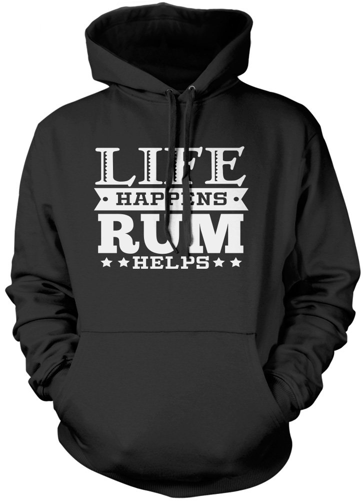 Life Happens Rum Helps Unisex Hoodie - Black XX-Large