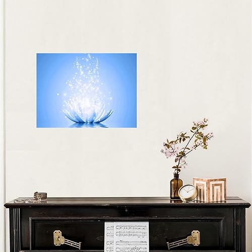 Miniatura 67 de Calcomanías murales de flores de loto blanco, calcomanías de pared personalizadas con flores florales, calcomanías de vinilo para mural con citas