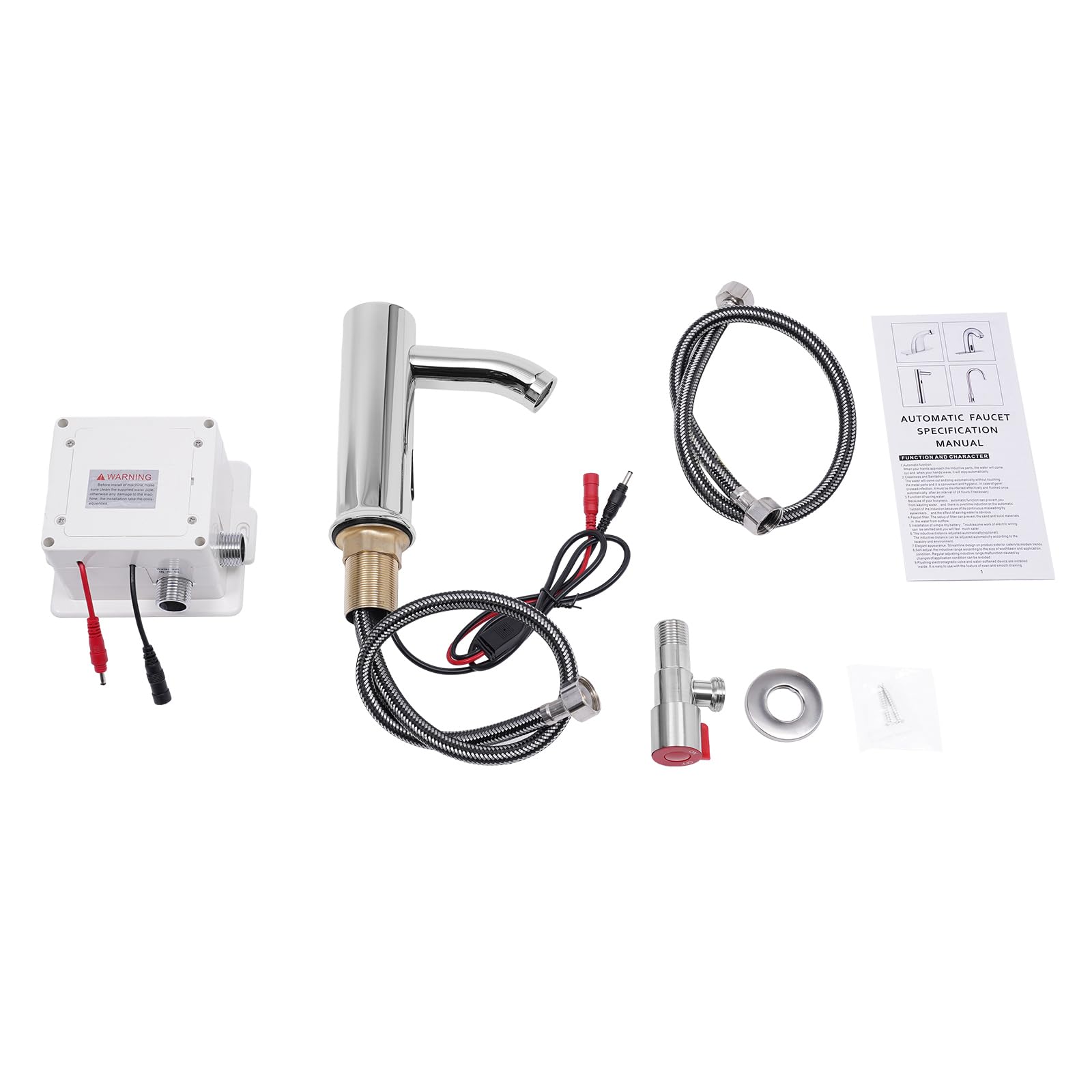 Rubinetto intelligente a infrarossi in acciaio inox con valvola angolare, con sensore automatico, lavello da cucina con tubi, rubinetto senza contatto, a risparmio d'acqua