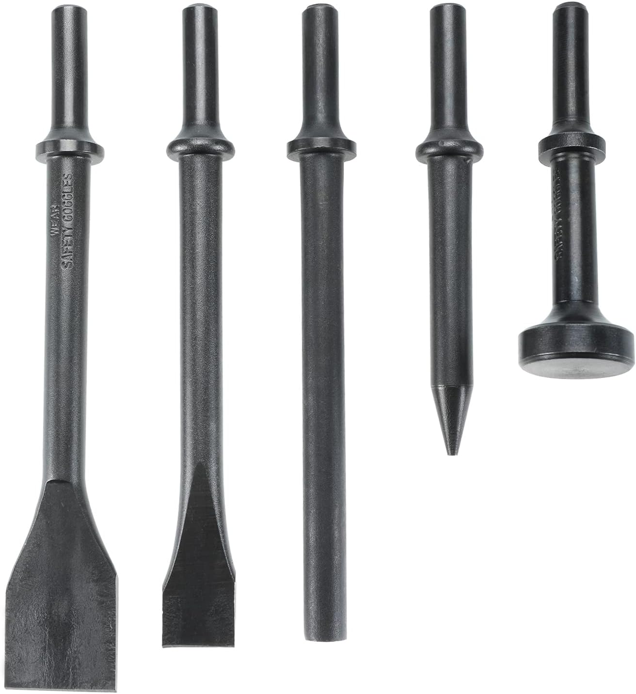 Smoothing Air Hammer Pneumatic Chisels Tools, 10pcs 0.401'' (10mm) Shank Heavy Duty Smoothing Pneumatic Air Rivet Hammer Chisels High Carbon Steel Bits With Spring