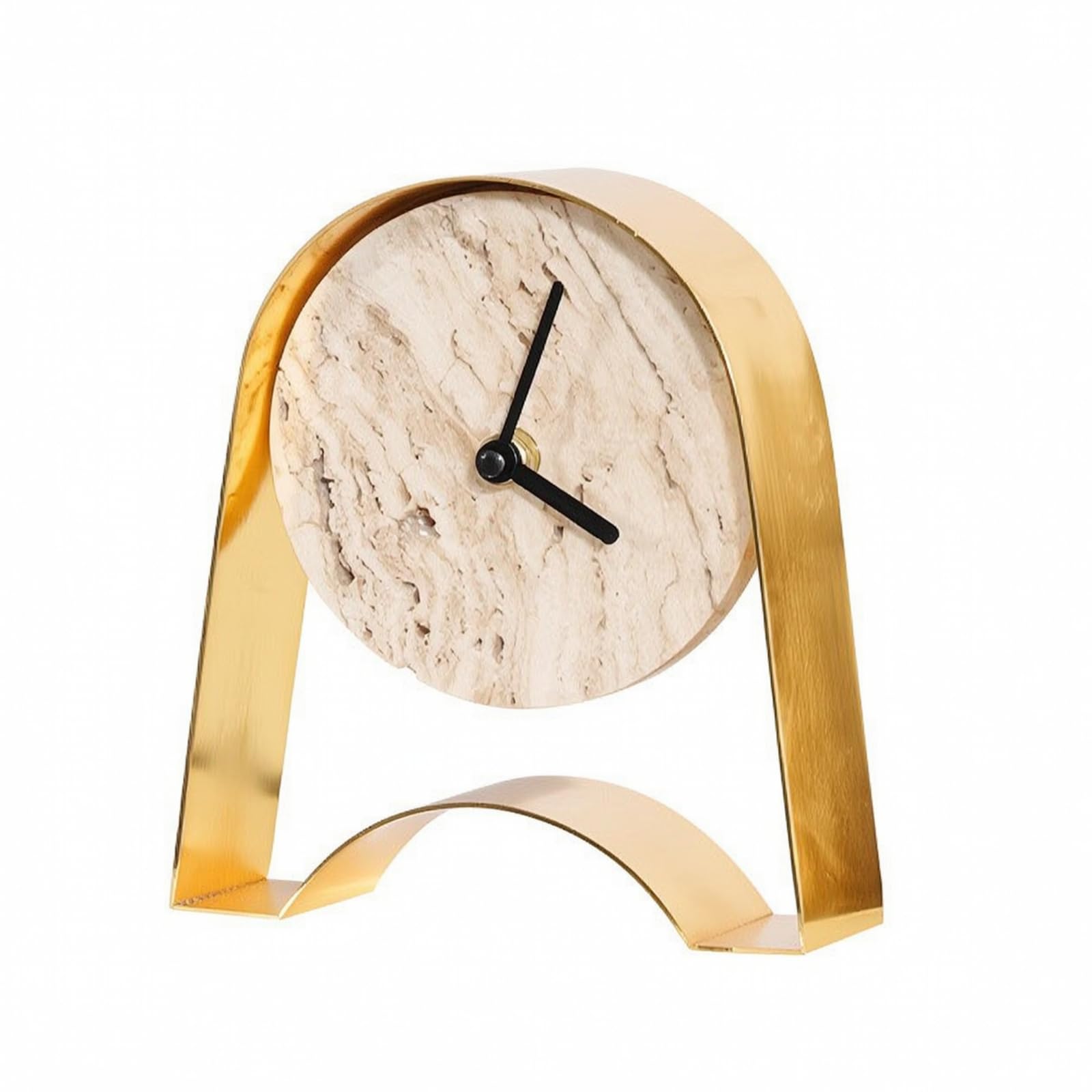 Modern Schreibtischuhr, Gold Travertine B