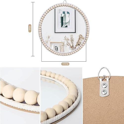 Miniatura 8 de Espejo de guardería de 17 pulgadas, decoración bohemia para guardería, espejo de pared bohemio para granja, sala de estar, dormitorio, decoración de